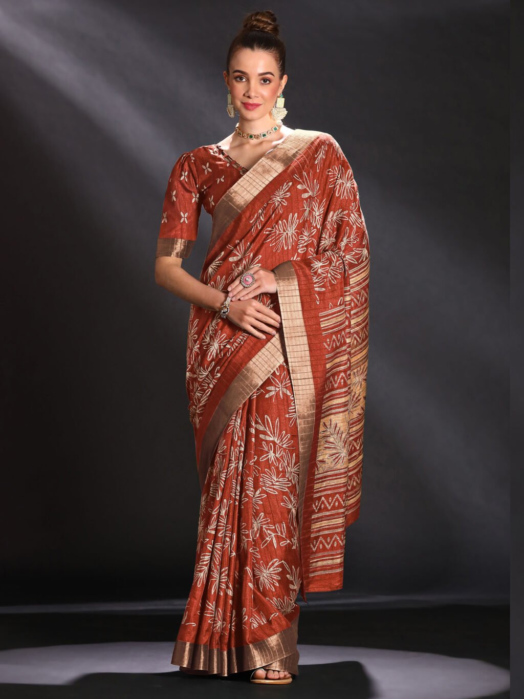 Image of Rust Silk Saree