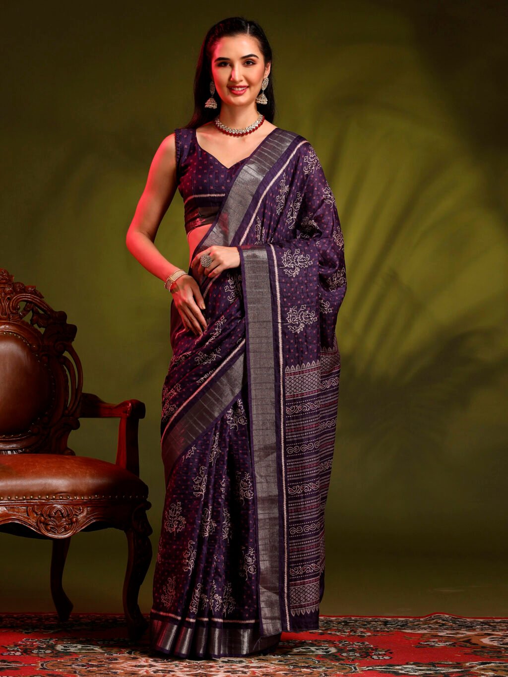 Image of Purple Silk Saree