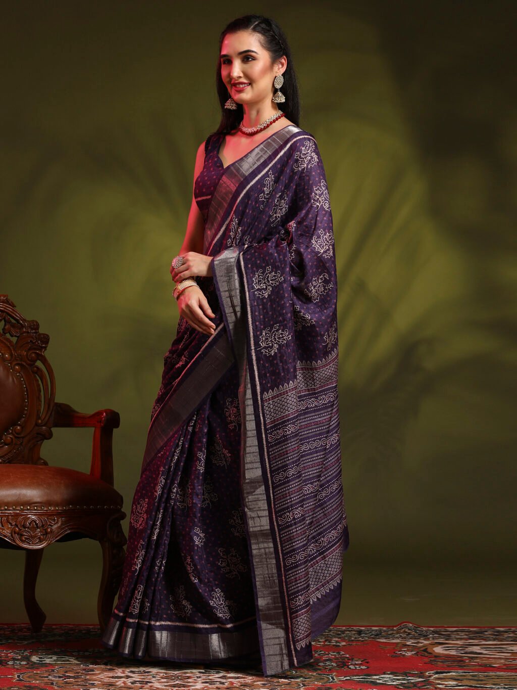 Purple Silk Saree - Image 3
