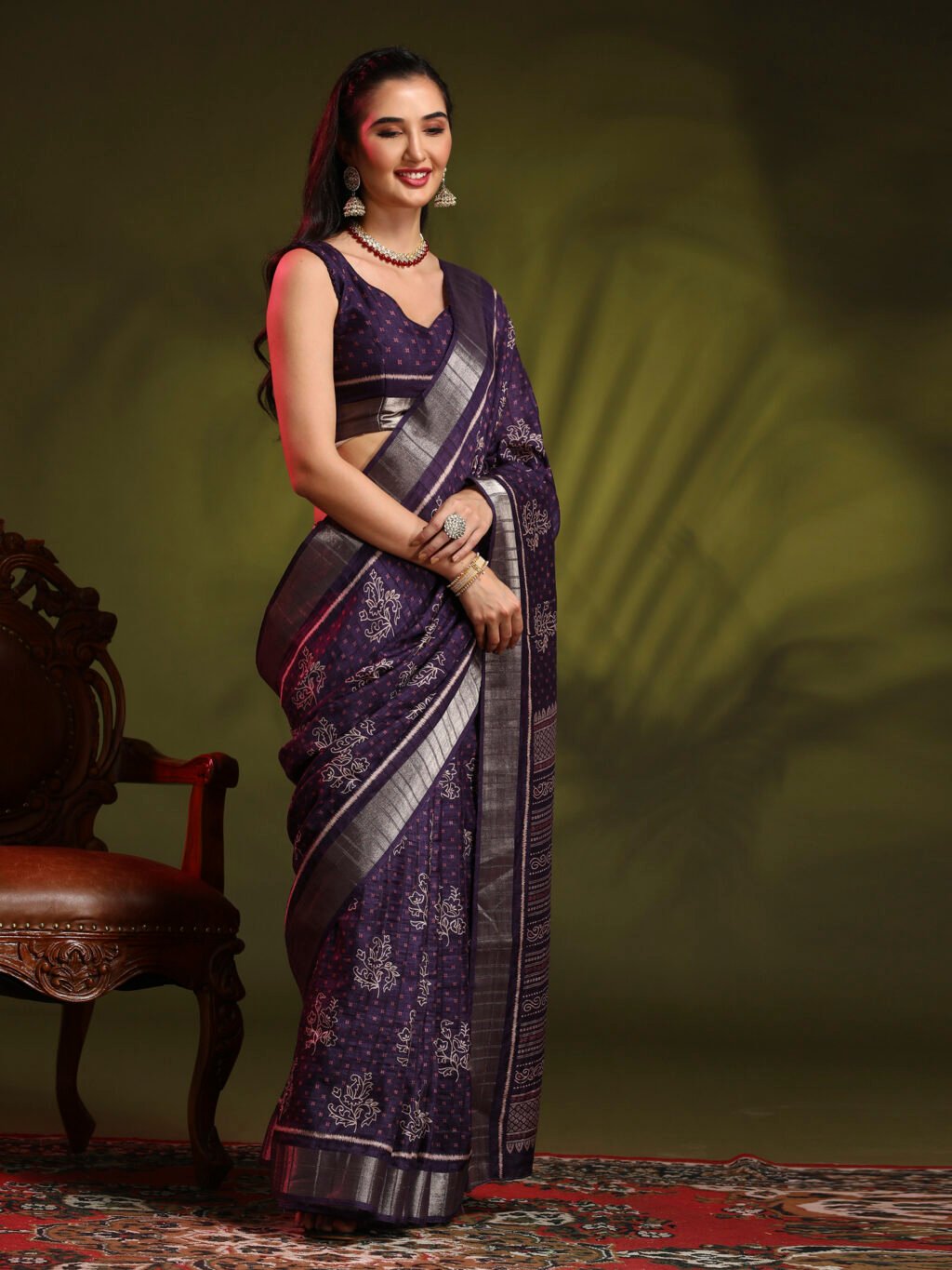 Purple Silk Saree - Image 4