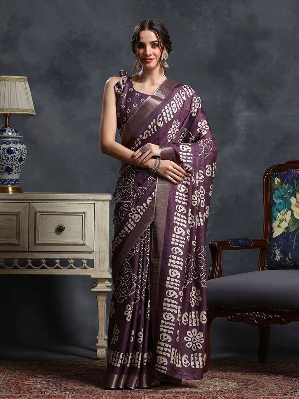 Image of Purple Silk Saree
