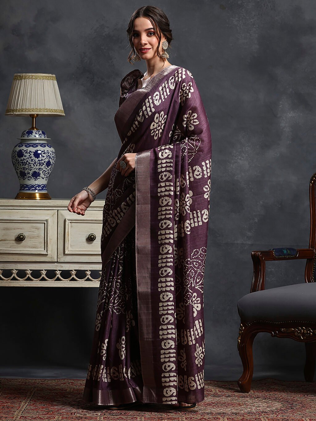 Purple Silk Saree - Image 3