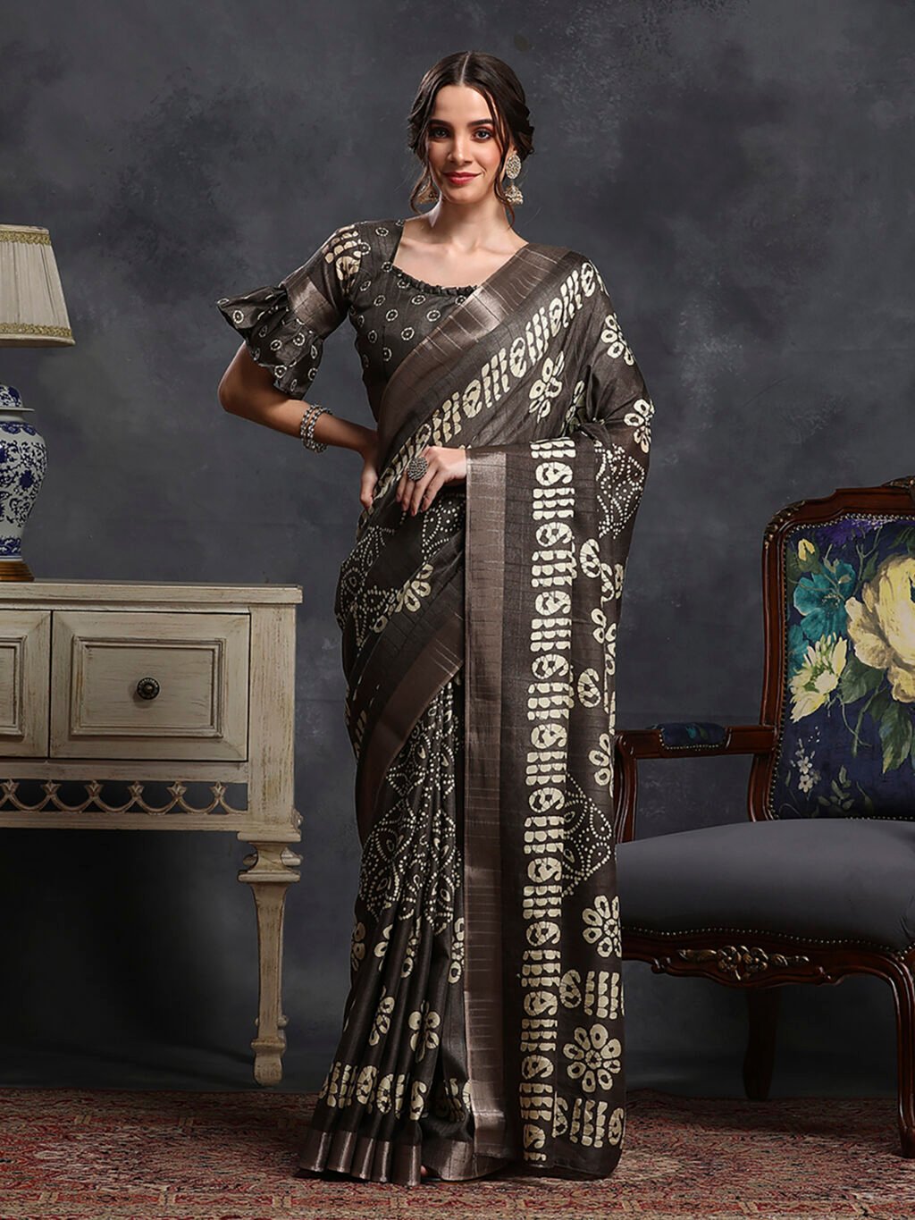 Image of Coffee Brown Silk Saree