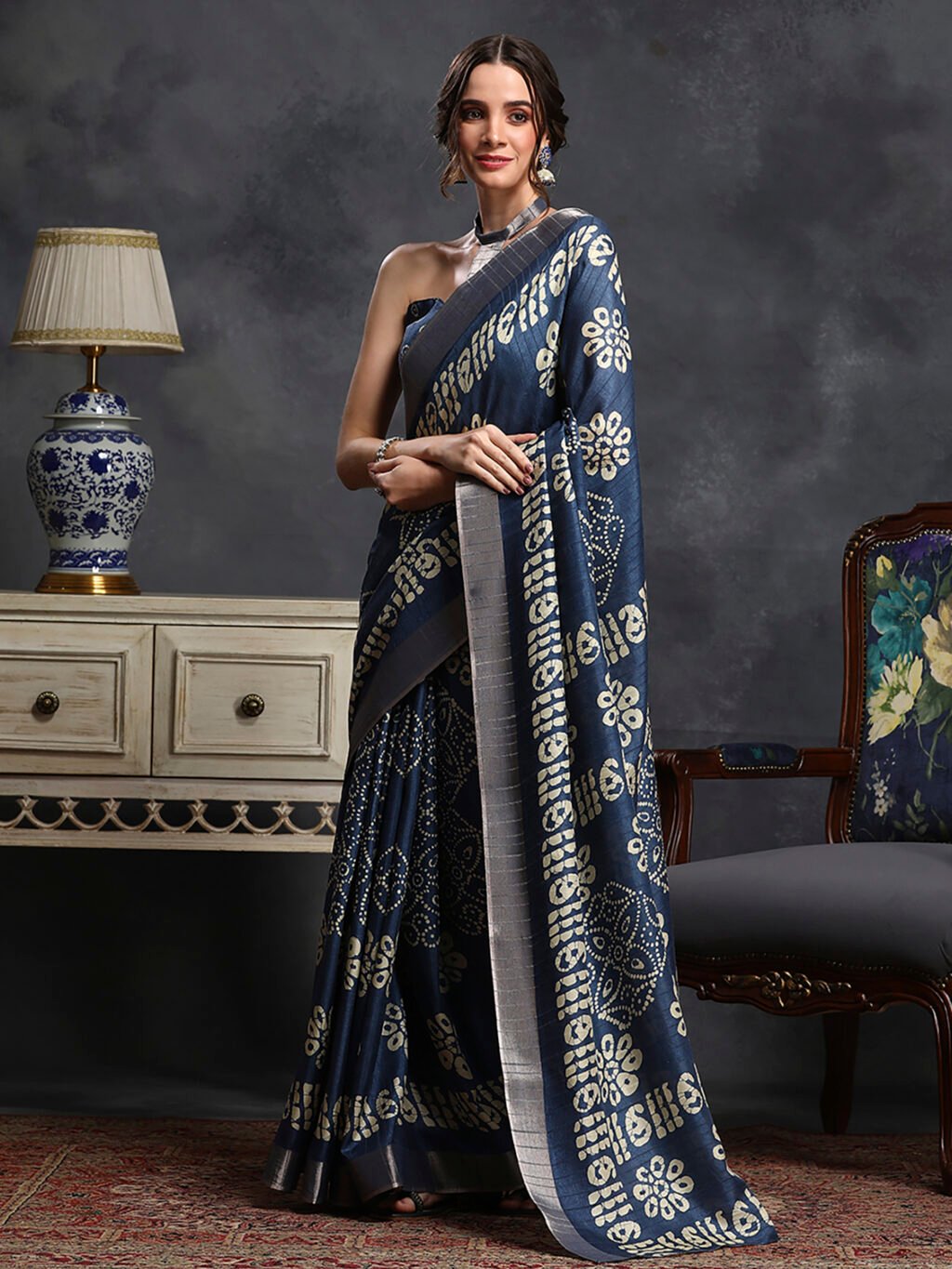 Blue Silk Saree - Image 3