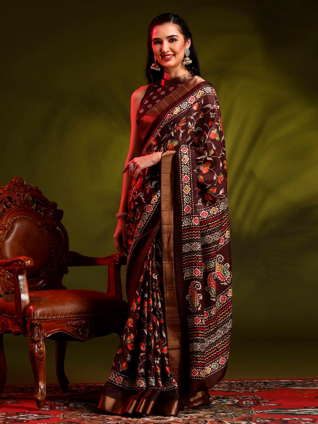 Brown Silk Saree - Image 3