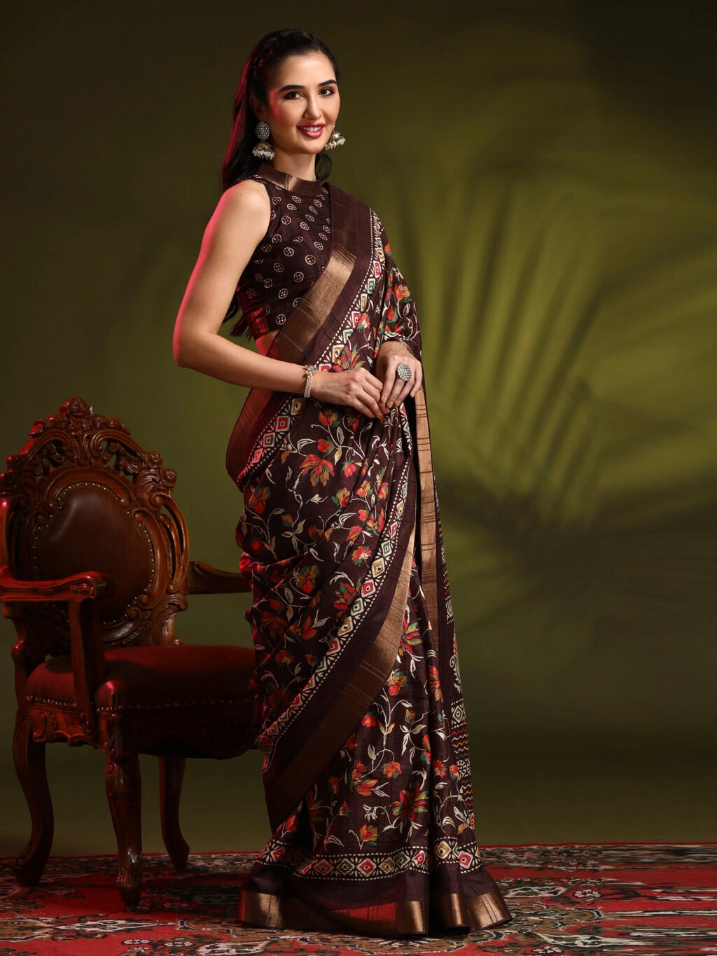 Brown Silk Saree - Image 4