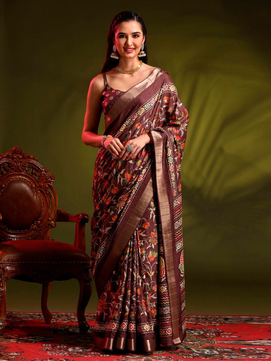 Image of Coffee Brown Silk Saree