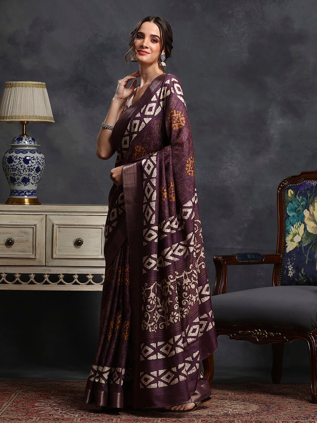 Purple Silk Saree - Image 3