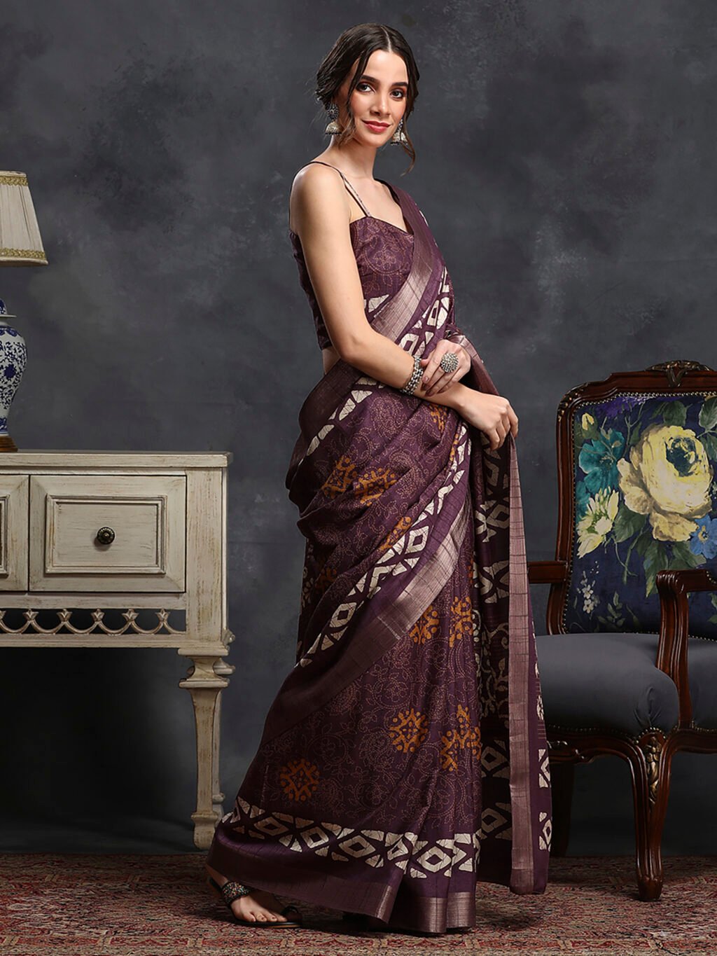 Purple Silk Saree - Image 4