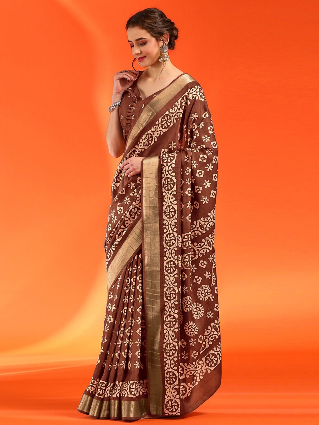 Brown Silk Saree - Image 3