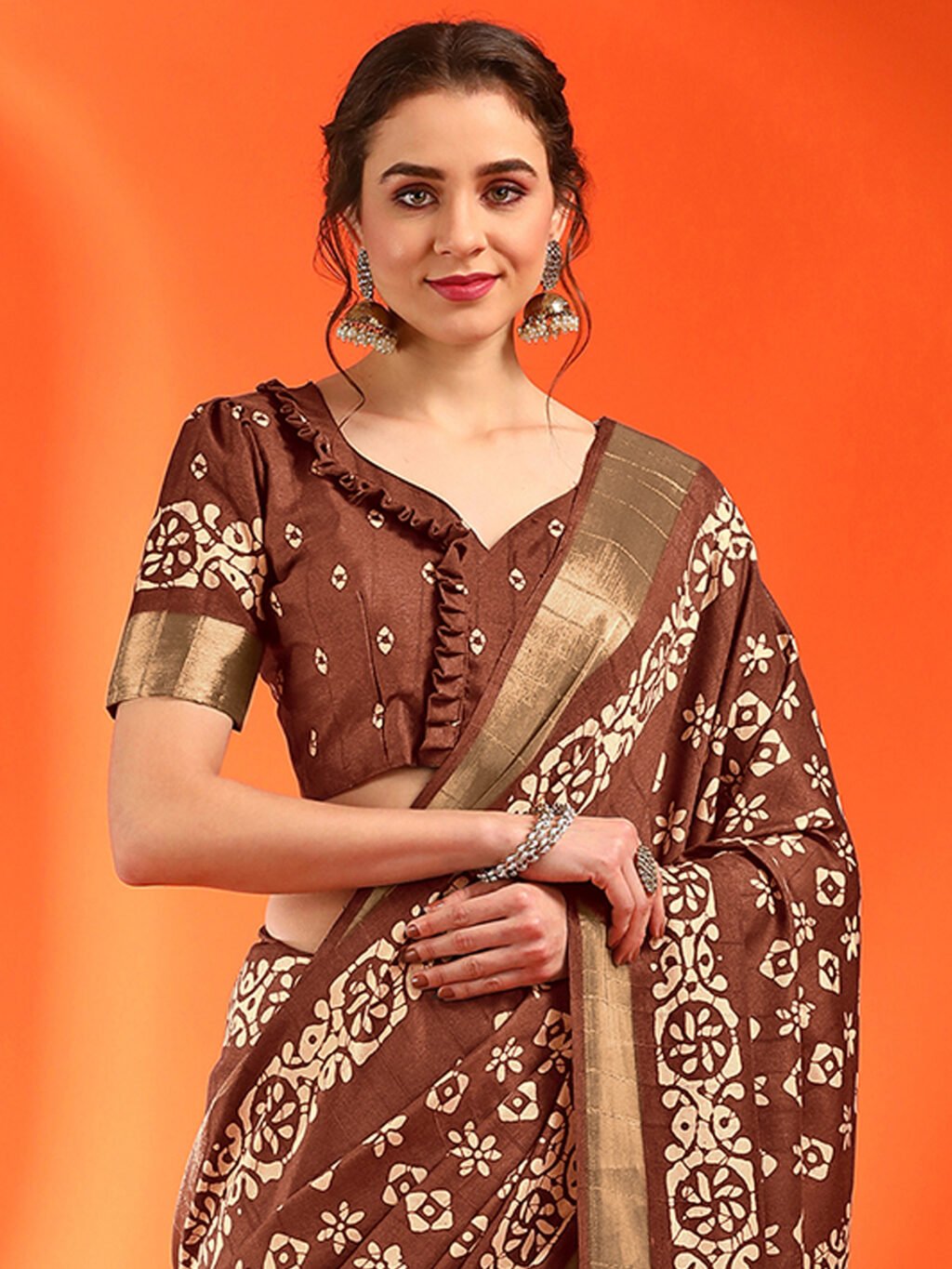 Brown Silk Saree - Image 4