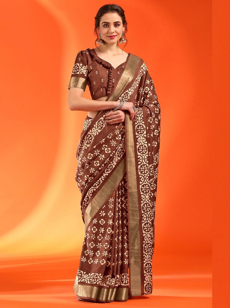 Image of Brown Silk Saree