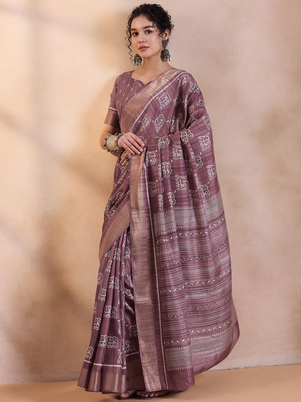 Image of Mauve Silk Saree
