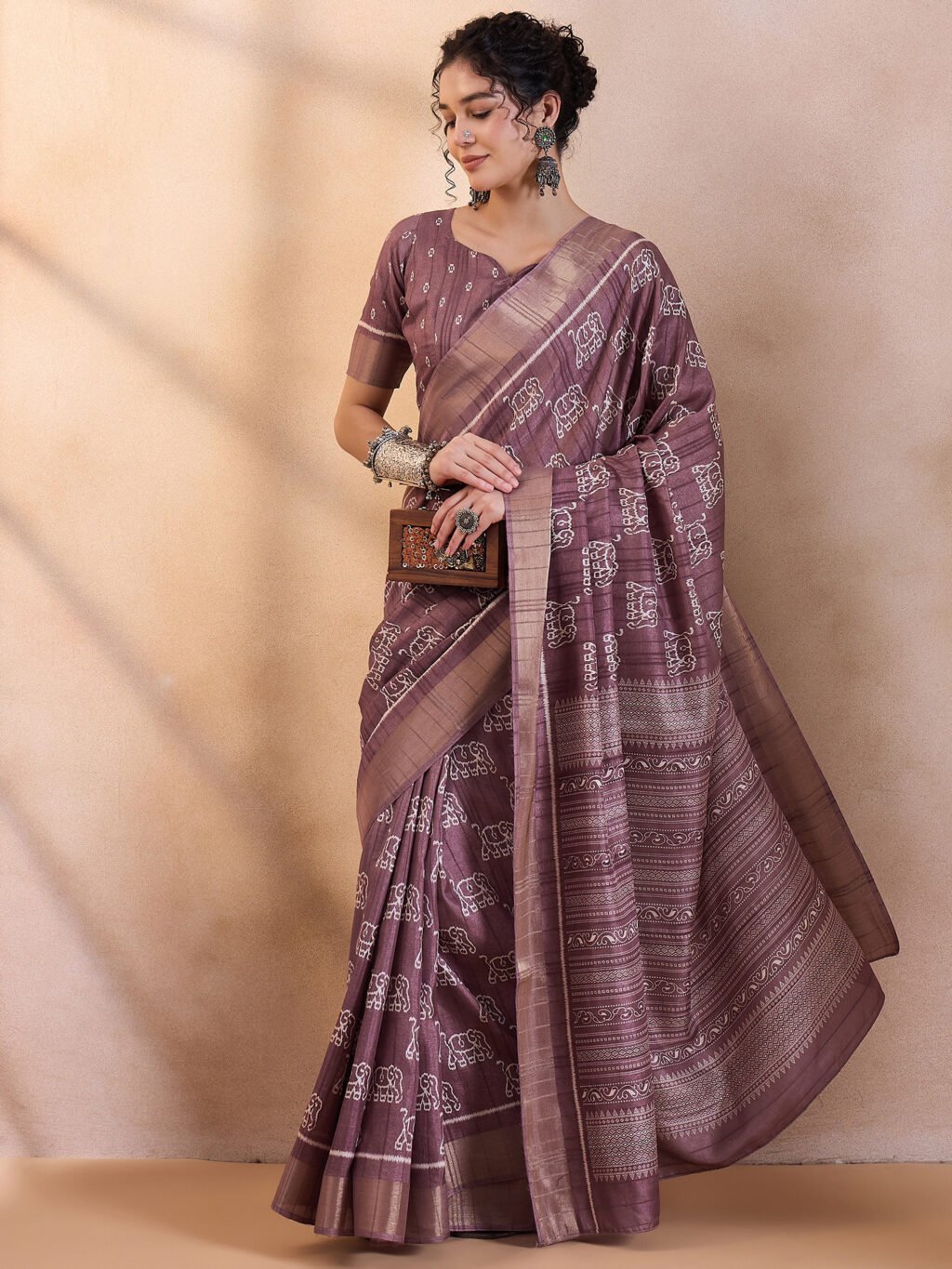 Mauve Silk Saree - Image 3