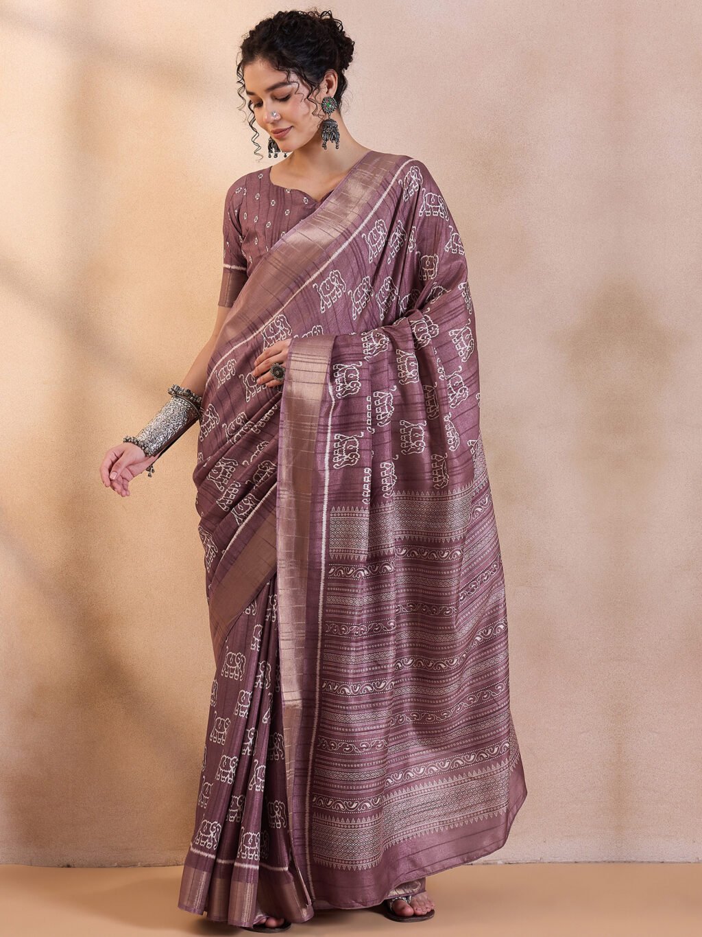 Mauve Silk Saree - Image 4