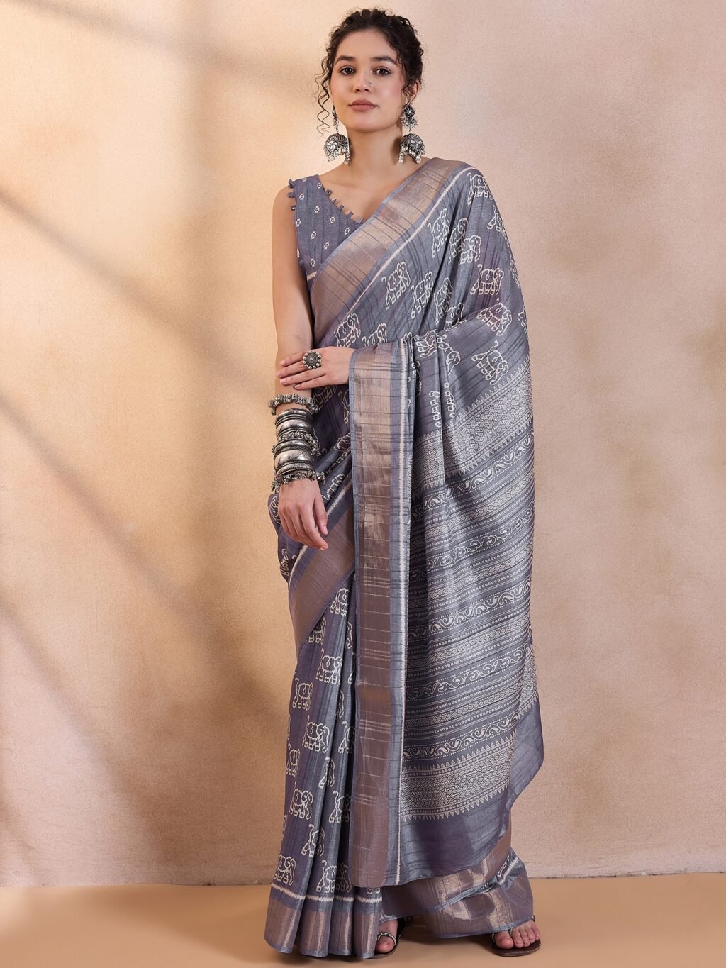 Image of Metallic Silk Saree