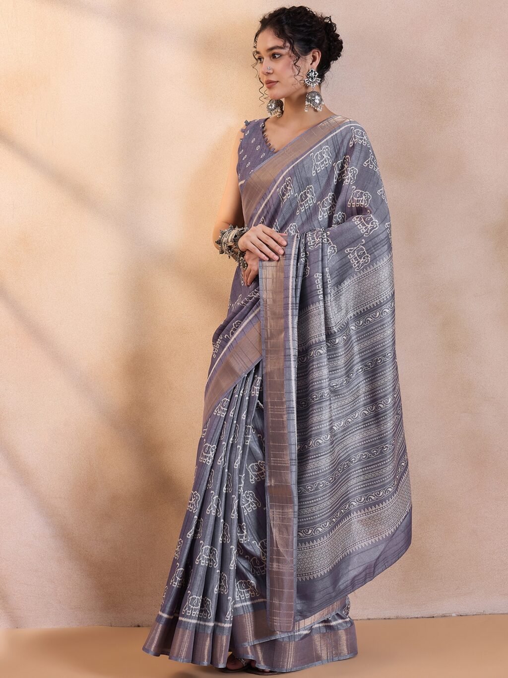 Metallic Silk Saree - Image 3