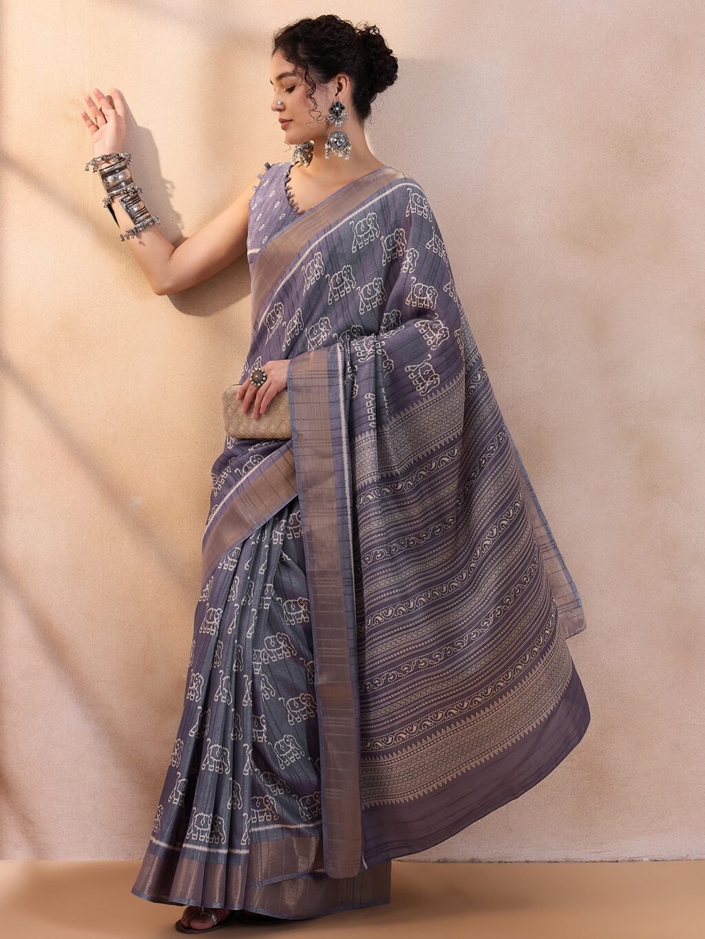 Metallic Silk Saree - Image 4