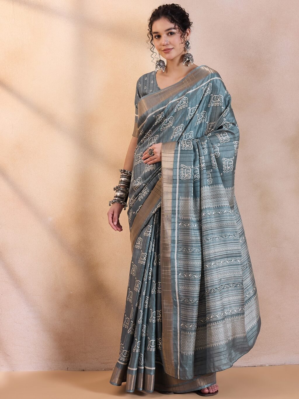 Image of Sea Green Silk Saree