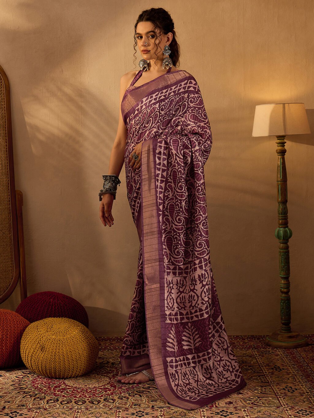 Magenta Silk Saree - Image 3