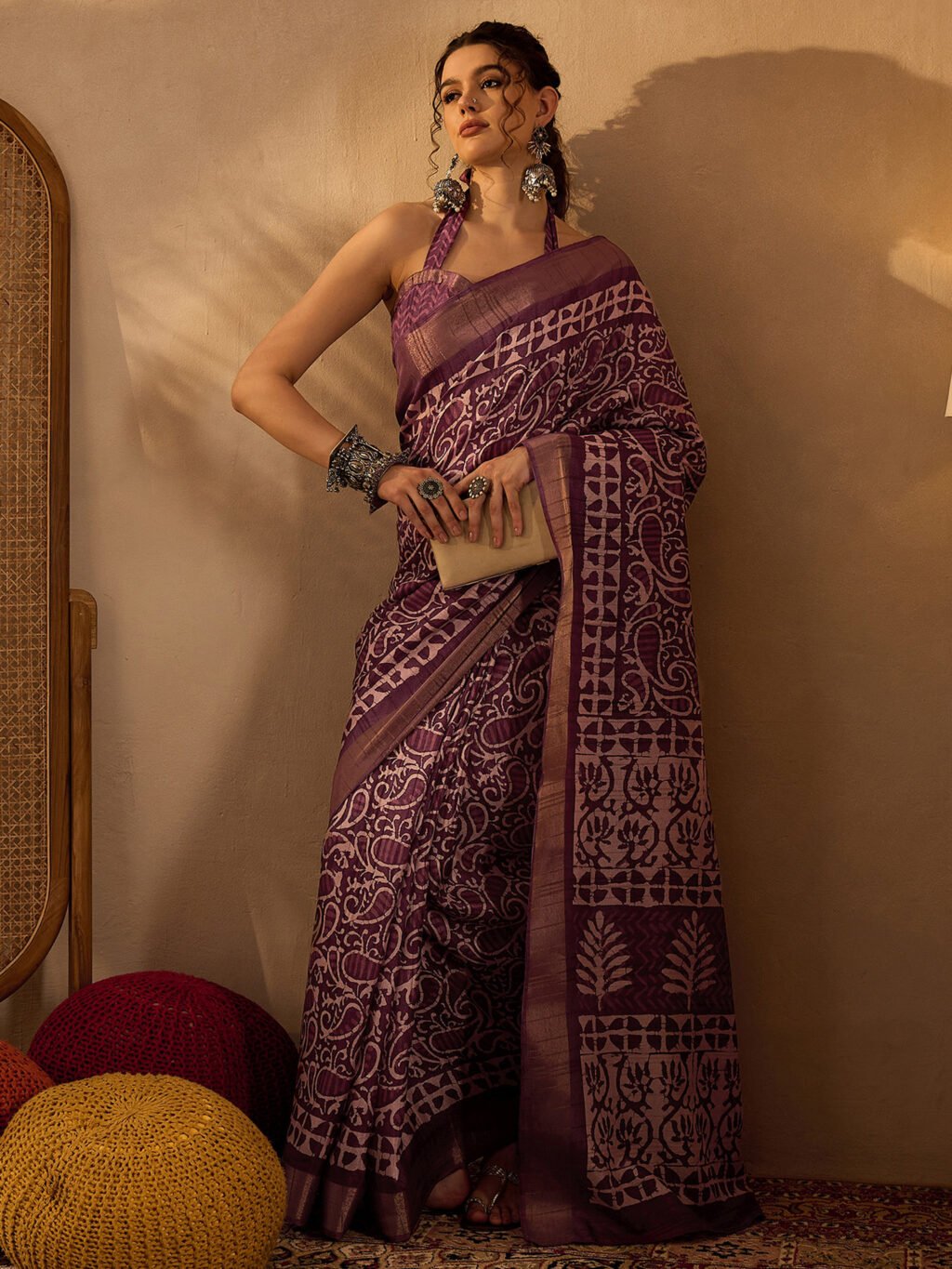 Magenta Silk Saree - Image 4