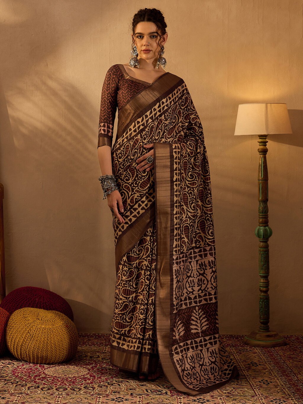 Image of Brown Silk Saree