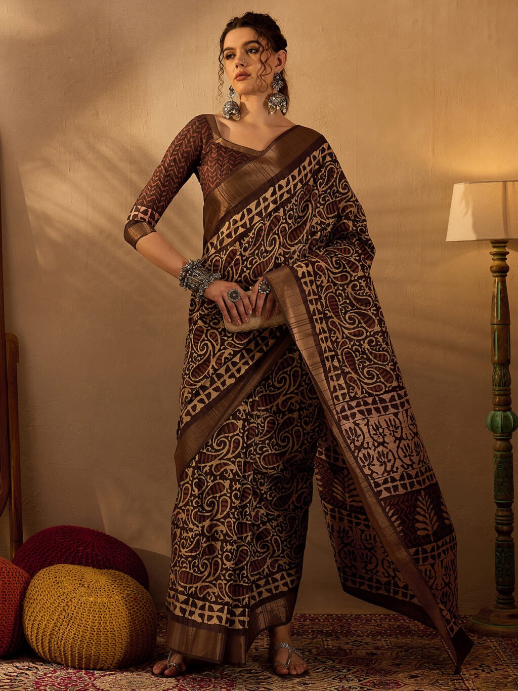 Brown Silk Saree - Image 4