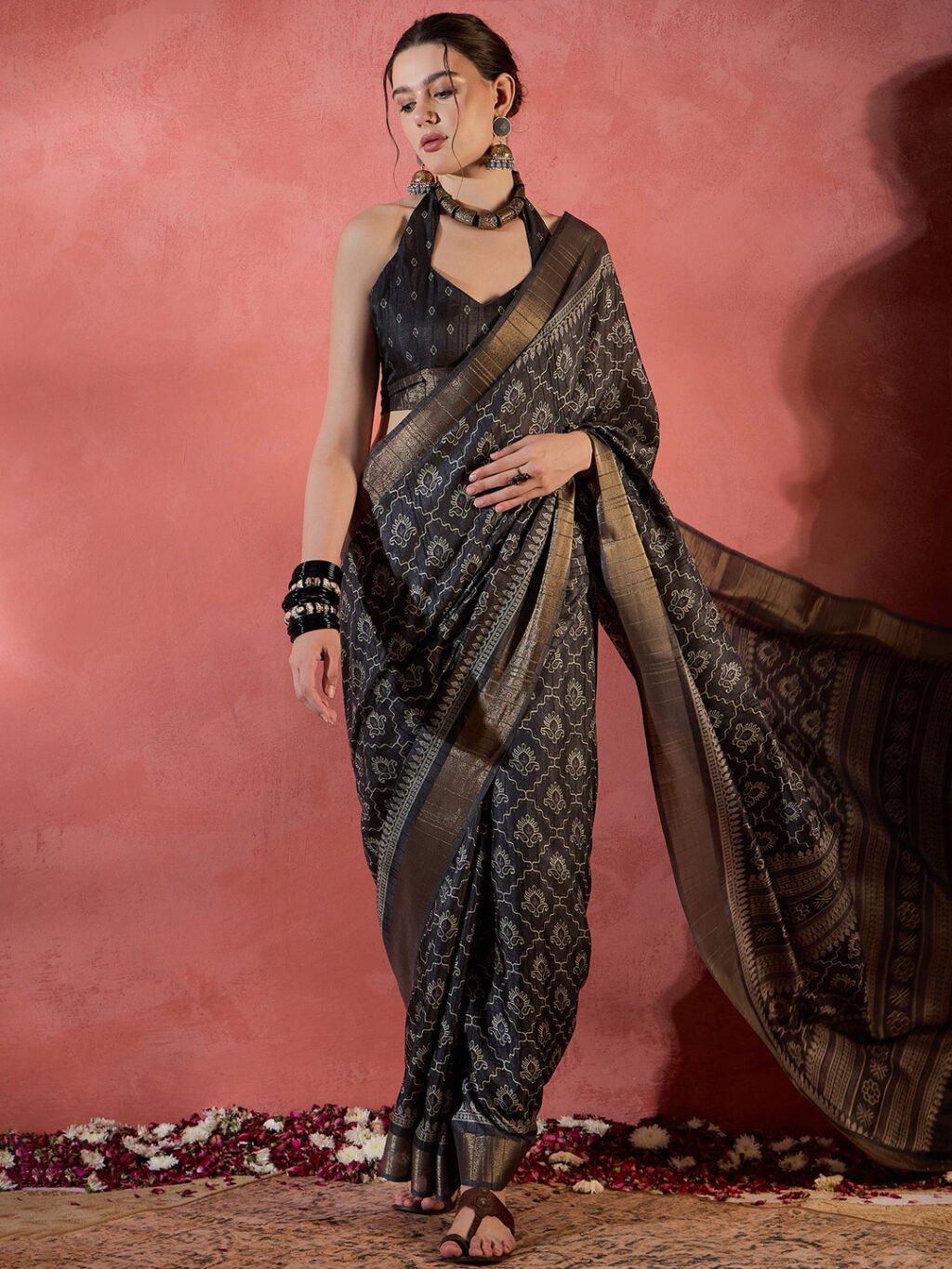 Image of Black Silk Saree