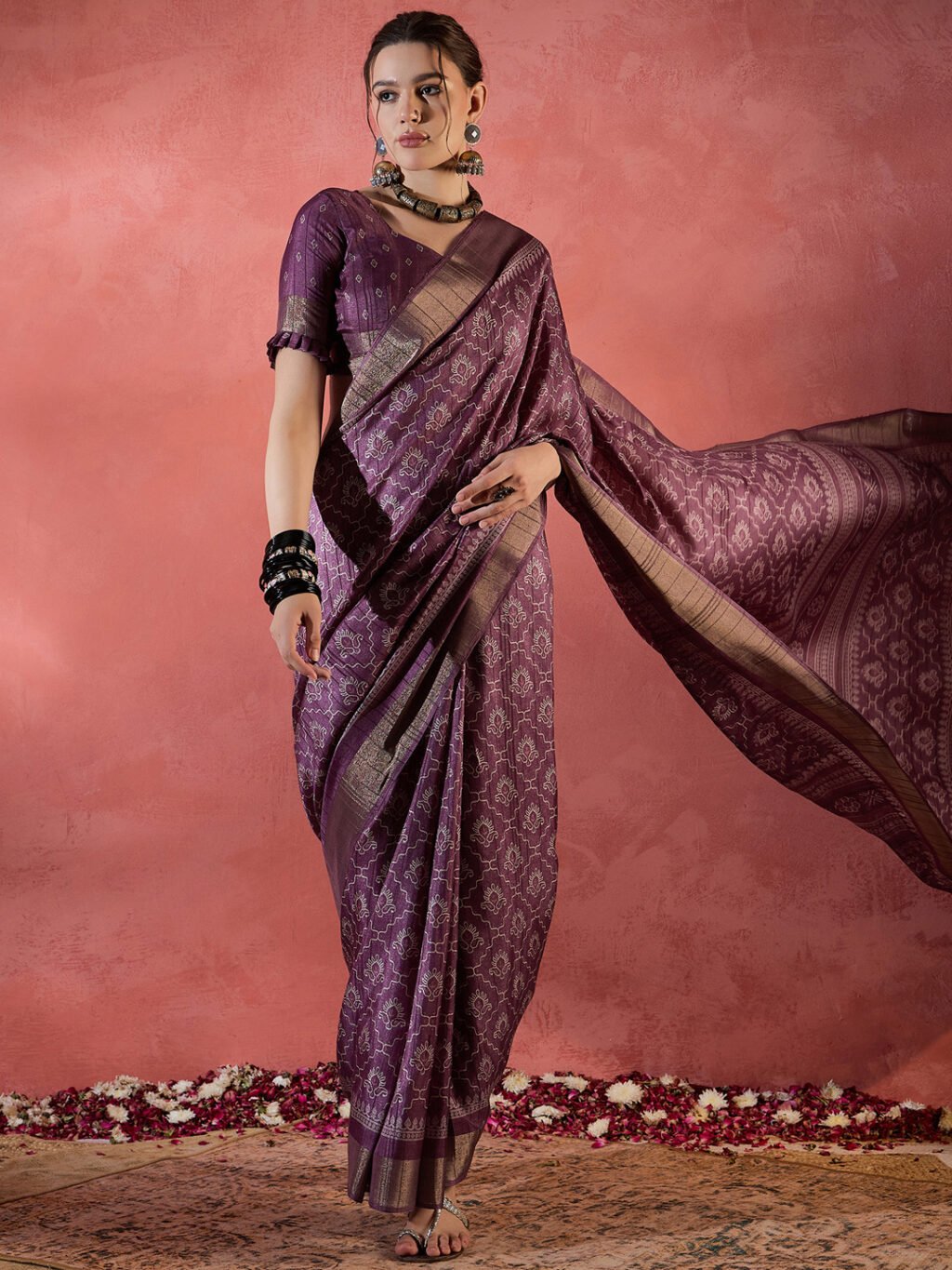 Image of Magenta Silk Saree