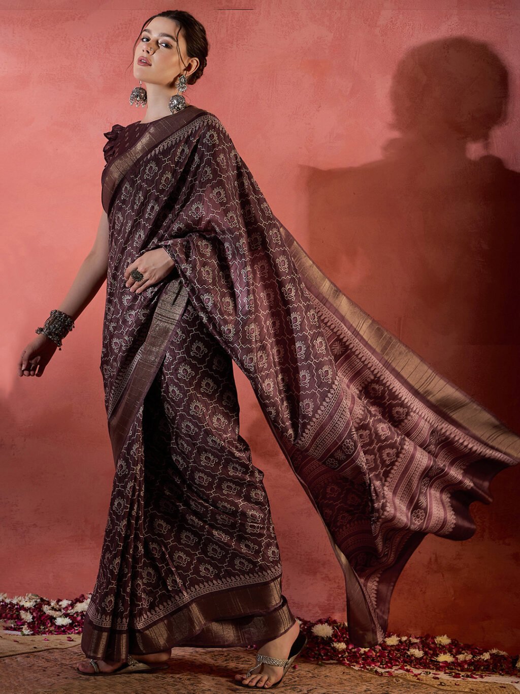 Brown Silk Saree - Image 3