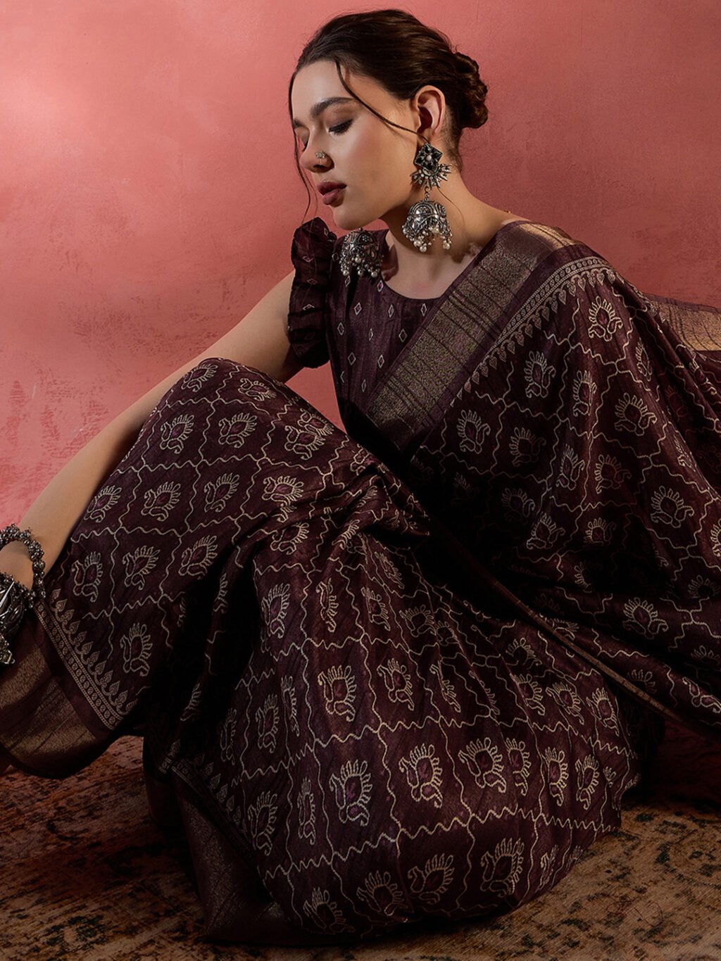 Brown Silk Saree - Image 4