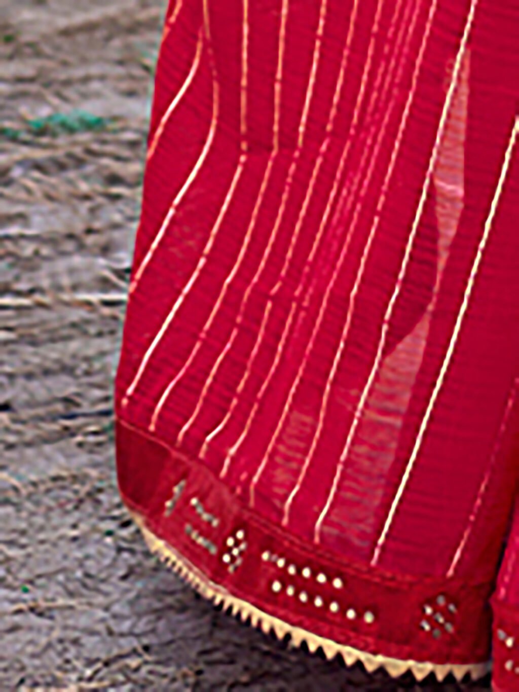 Dark Red Designer Georgette Saree - Image 3
