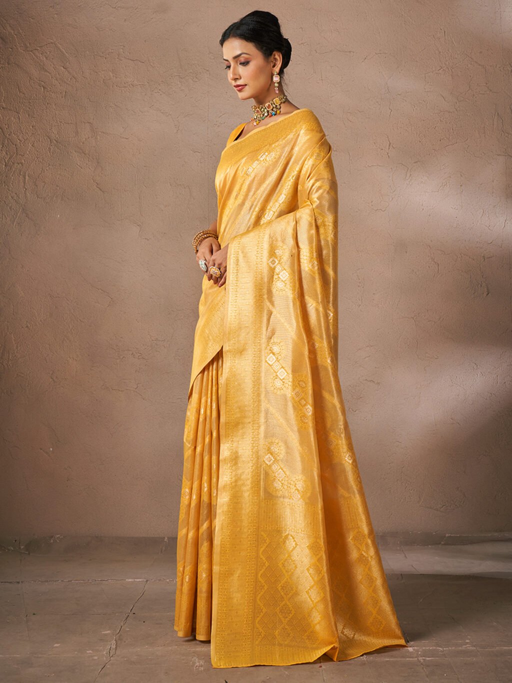 Yellow Cotton Saree - Image 3