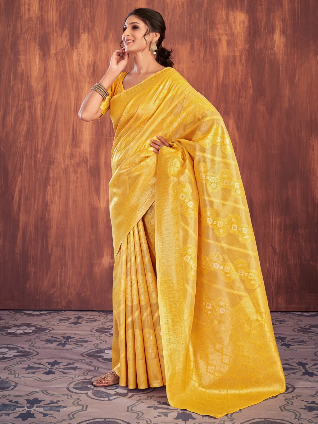Yellow Cotton Saree - Image 4