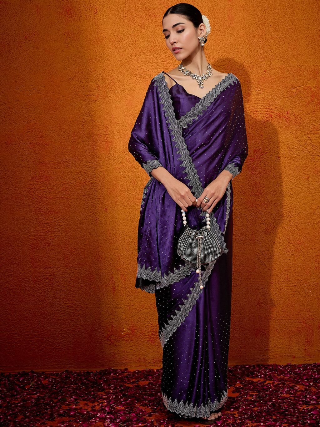 Purple Silk Saree - Image 4