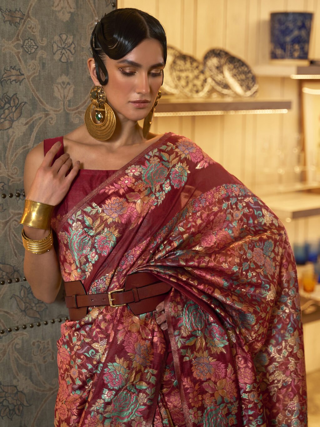 showcasing the beauty and craftsmanship of Silk Saree.