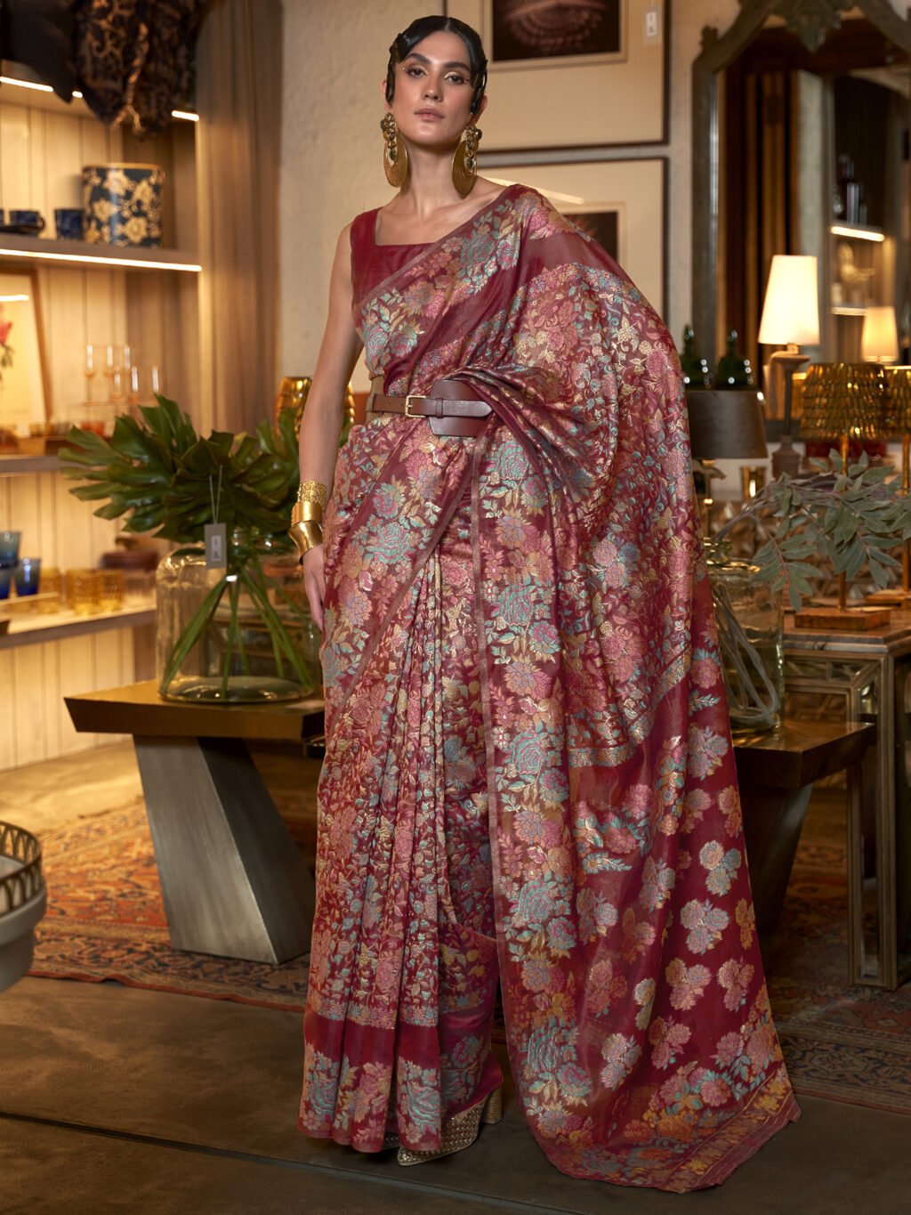 Image of Maroon Silk Saree