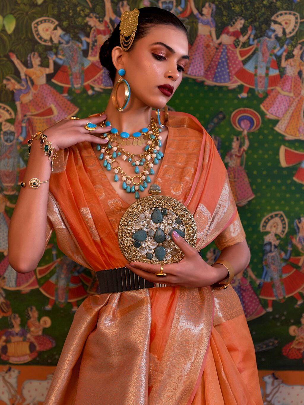 showcasing the beauty and craftsmanship of Party Wear Saree.
