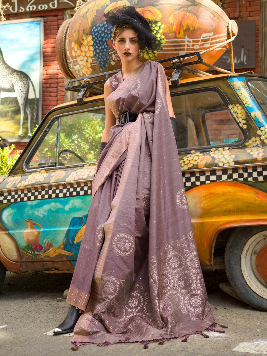Image of Mauve Silk Saree