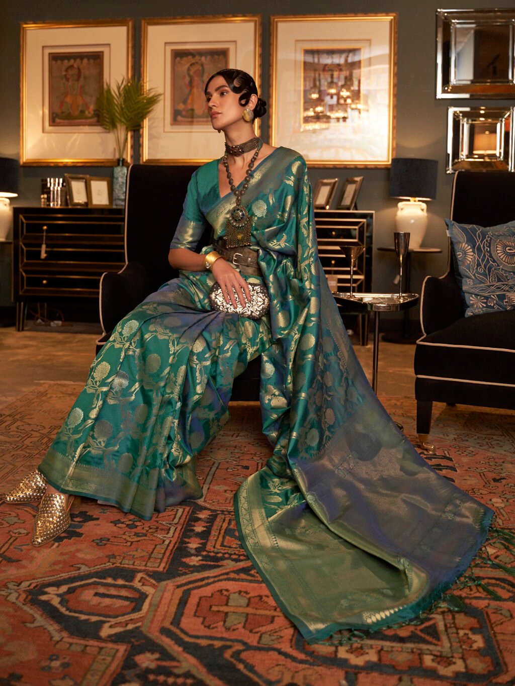 showcasing the beauty and craftsmanship of Silk Saree.