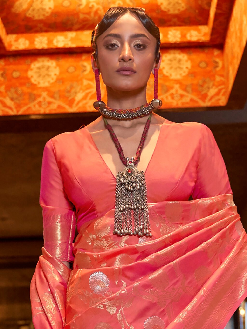 Peach Silk Saree - Image 3