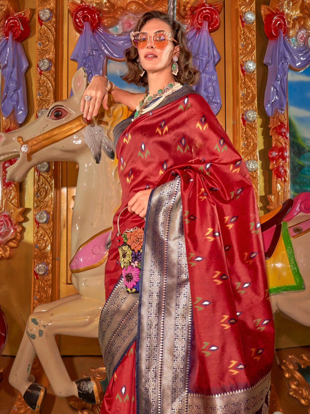Maroon Silk Saree - Image 3