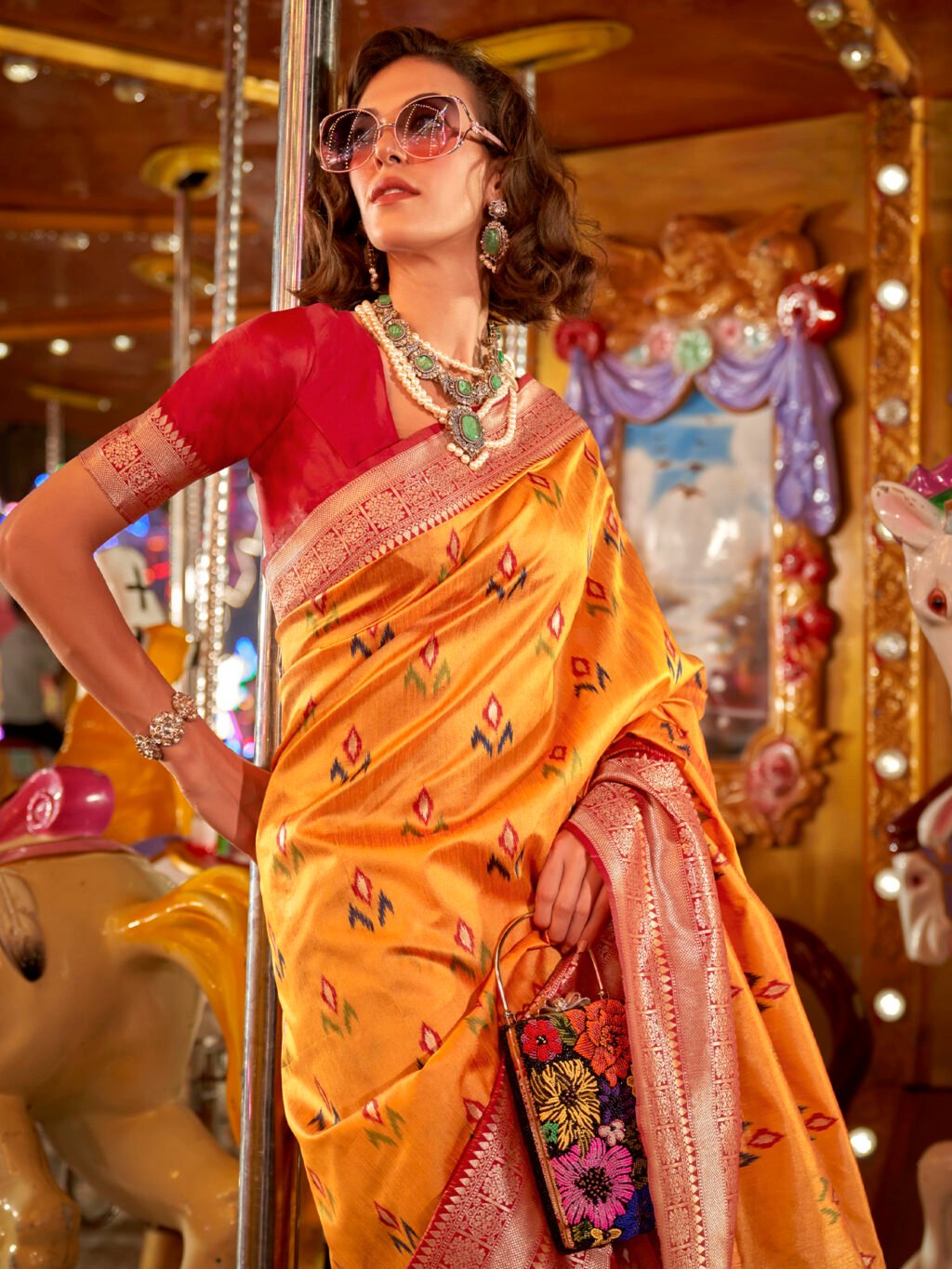 showcasing the beauty and craftsmanship of Designer Saree.
