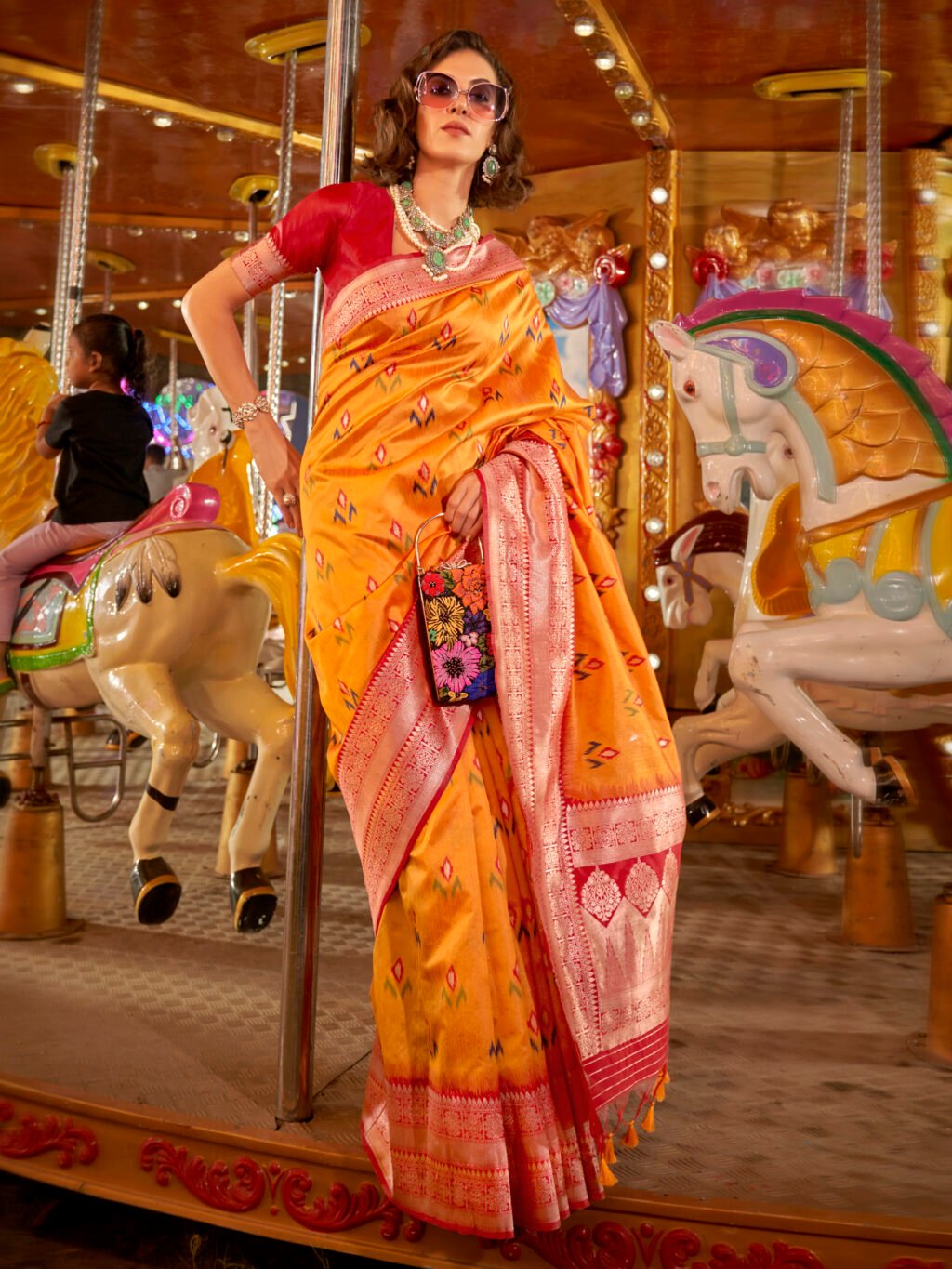 Image of Yellow Silk Saree