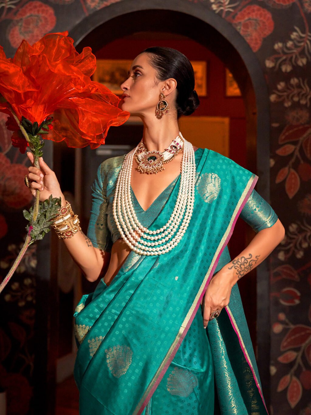 showcasing the beauty and craftsmanship of Festive Saree.