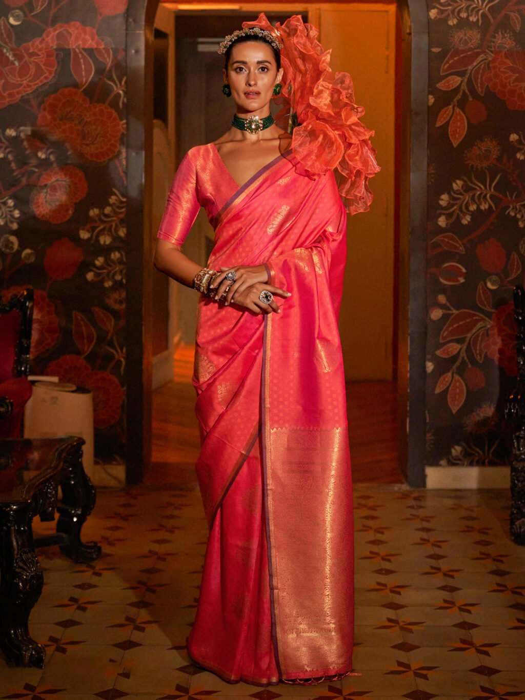 Image of Pink Silk Saree