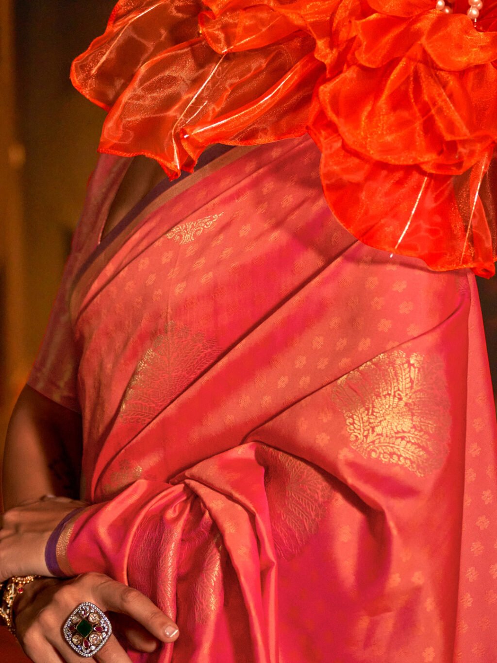 Pink Silk Saree - Image 4