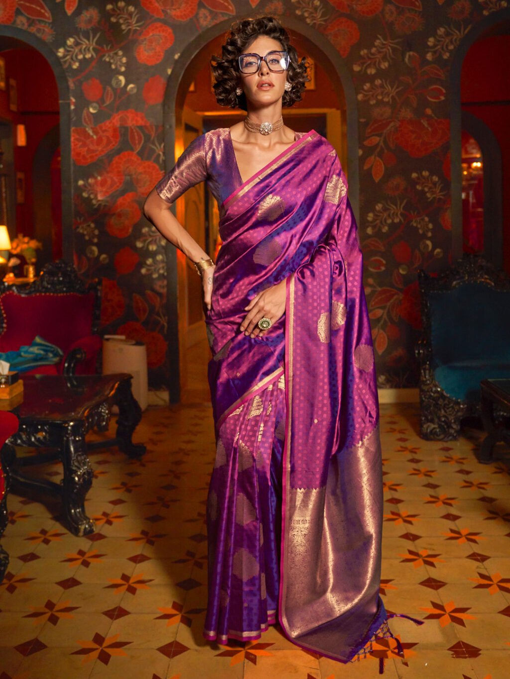 Image of Purple Silk Saree
