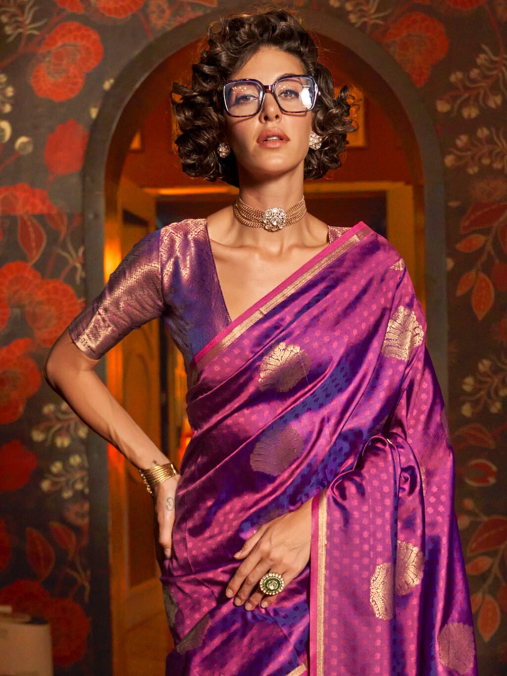 Purple Silk Saree - Image 3