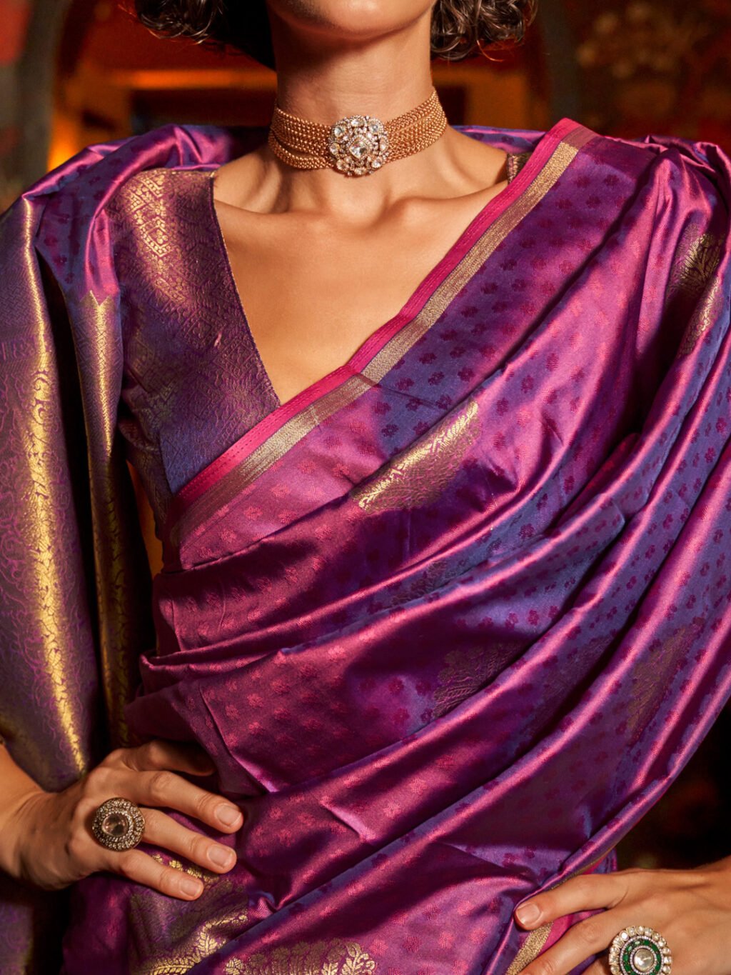 Purple Silk Saree - Image 4
